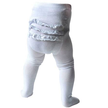 MP vauvan sukkahousut pitsillä, valkoine - Sukat ja sukkahousut - mpaw18350 - 1