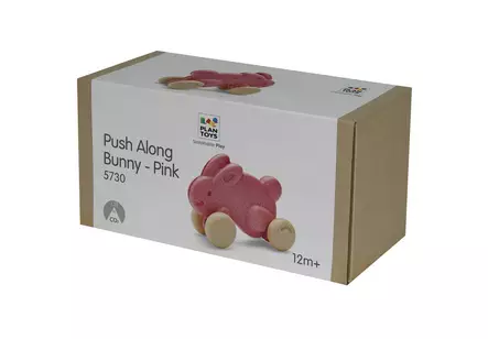PlanToys Pyörillä liikkuva pupu, pinkki - Puulelut - p5730 - 2