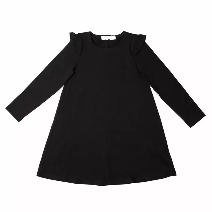 Mingnelin lasten trikoomekko, musta - Pitkähihaiset mekot - ming4090 - 1