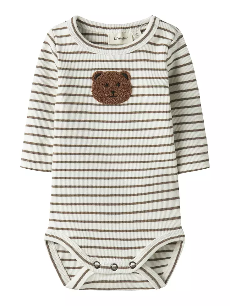 Lil'Atelier vauvan rib body, raita/nalle - Pitkähihaiset bodyt - lil13251180 - 1