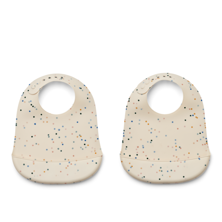 Liewood silikoni ruokalappu 2kpl, pilkut - Ruokalaput ja kuolaliinat - LW151281941 - 1