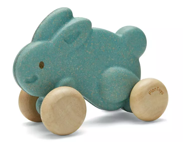 PlanToys Pyörillä liikkuva pupu, minttu - Puulelut - p5731 - 1