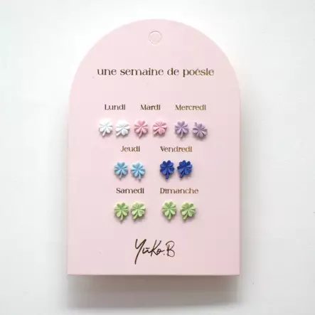 Yuko B. korvakorut 7 paria, apila - Kellot, korut ja hiustarvikkeet - YBA500A232 - 1