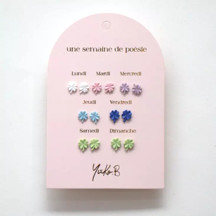 Yuko B. korvakorut 7 paria, apila - Kellot, korut ja hiustarvikkeet - YBA500A232 - 1