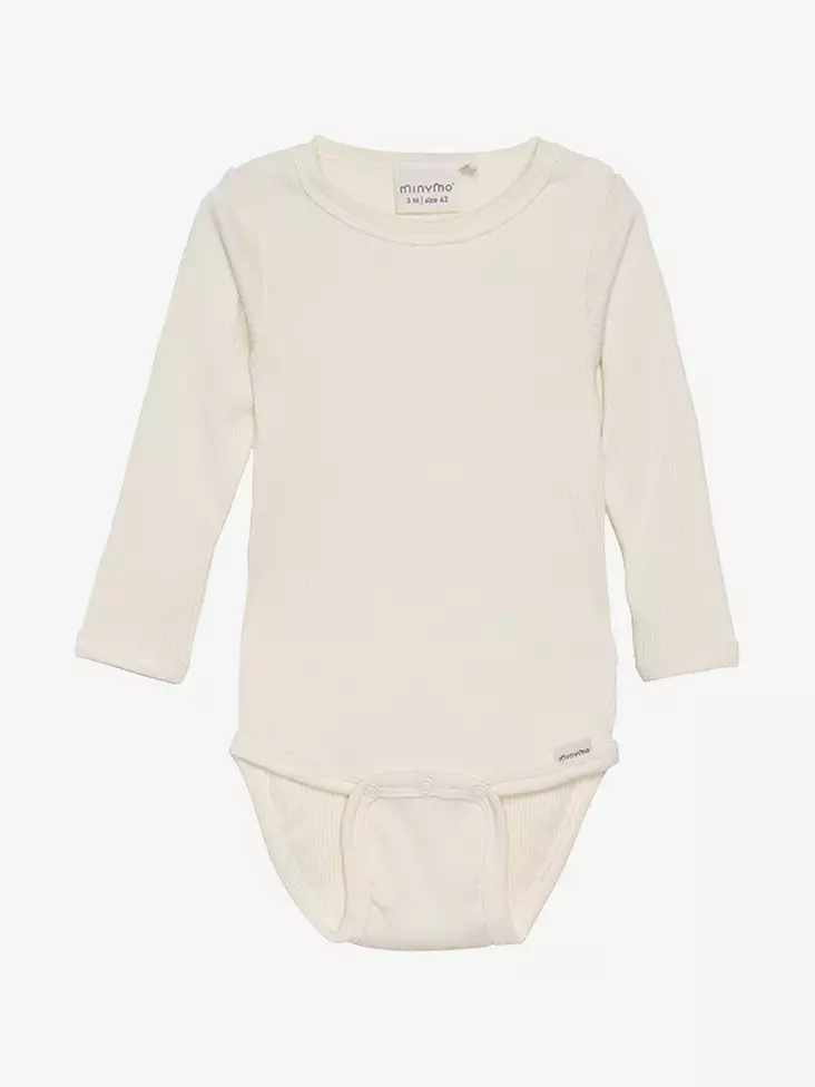 Minymo vauvan rib body, luonnonvalk. - Pitkähihaiset bodyt - minym6169242 - 1