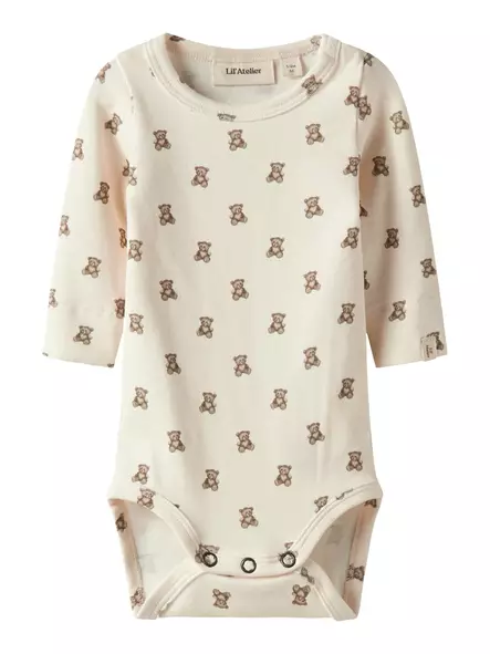 Lil' Atelier vauvan body, beige/nalle - Pitkähihaiset bodyt - lil13251433 - 1