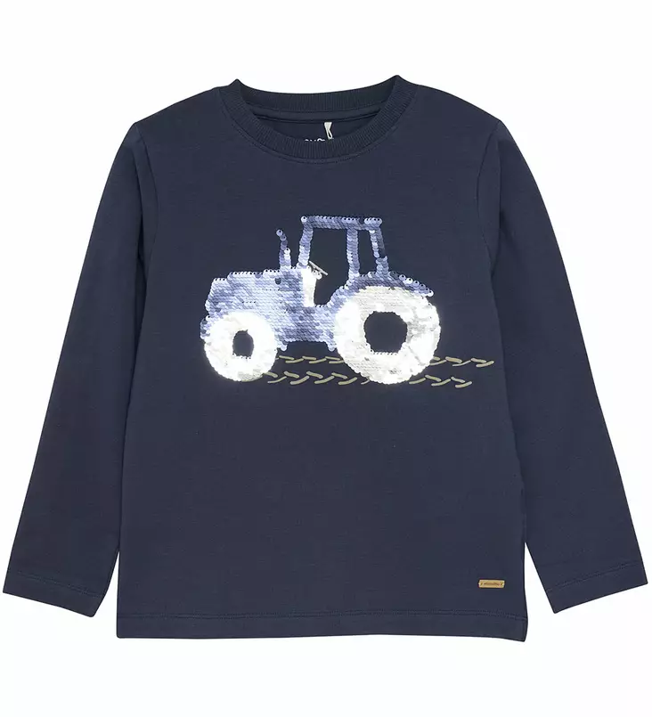 Minymo lasten paljettipaita, traktori - Pitkähihaiset paidat - minymo6813 - 1