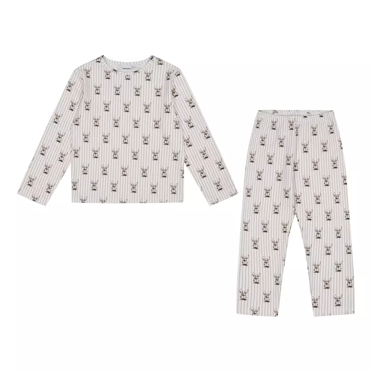 Metsola lasten pyjama, raitapupu beige - Yöasut ja unipussit - metsw26c3 - 1