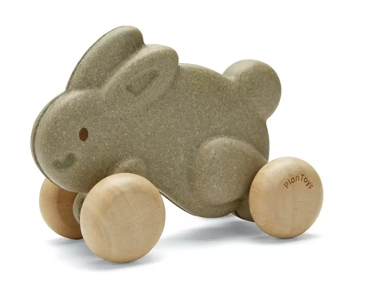 PlanToys Pyörillä liikkuva pupu, harmaa - Puulelut - p5733 - 1