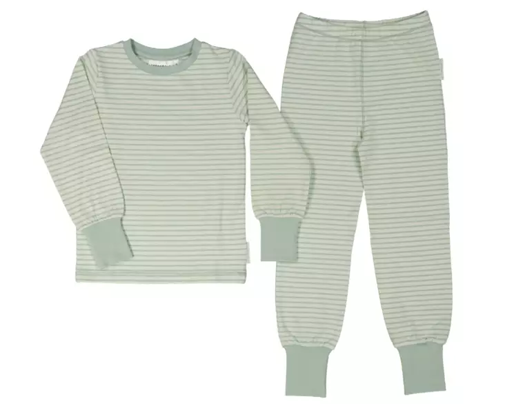 Geggamoja lasten pyjama, vihreä raita - Yöasut - gegaw24014 - 1