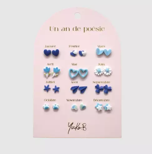 Yuko B. korvakorut 12 paria, sininen - Kellot, korut ja hiustarvikkeet - YBA500A225 - 1