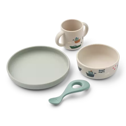 Liewood silikoni astiasetti, laiva - Juomapullot, astiat ja aterimet - LW151352618 - 1