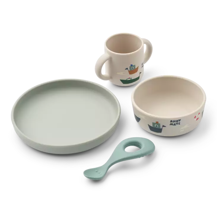 Liewood silikoni astiasetti, laiva - Juomapullot, astiat ja aterimet - LW151352618 - 1