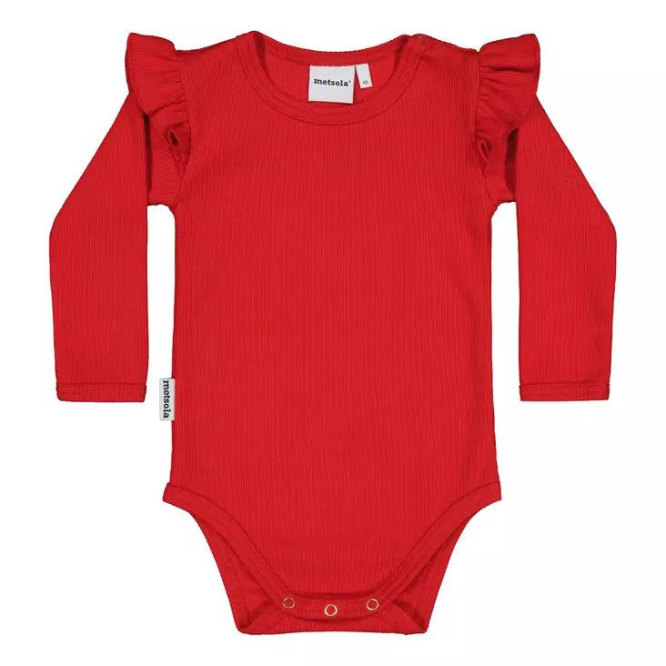 Metsola vauvan rib frillabody, poppy - Pitkähihaiset bodyt - metsw24428 - 1