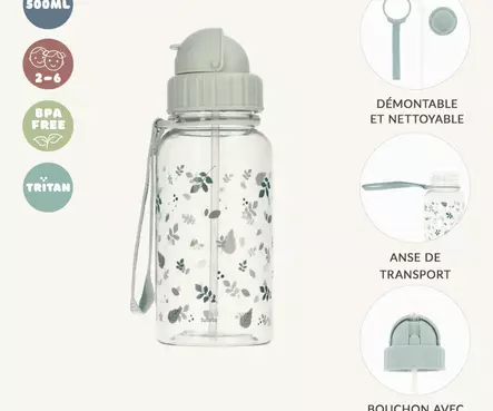 Tutete lasten juomapullo, lehdet sininen - Juomapullot, astiat ja aterimet - tute009 - 2