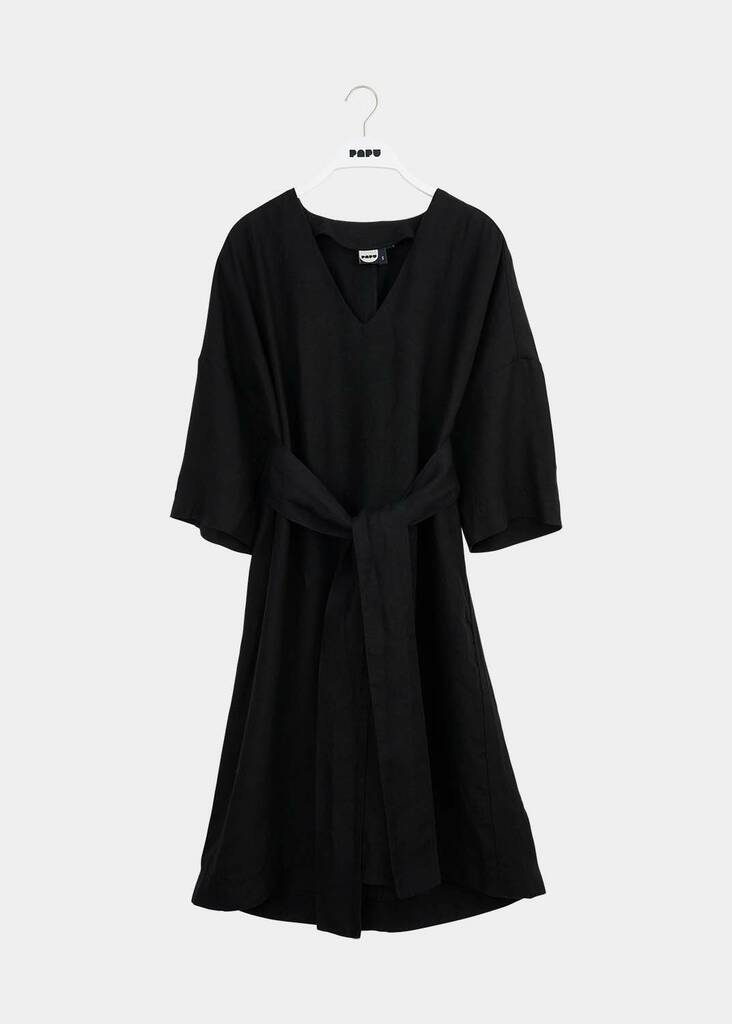 Papu aikuisten pellavamekko, musta - Aikuisten mekot+haalarit - papuw10459 - 1