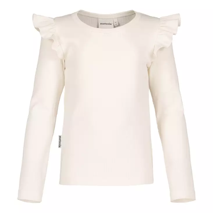 Metsola lasten rib frilla paita, creamy - Pitkähihaiset paidat - metsw24429 - 1