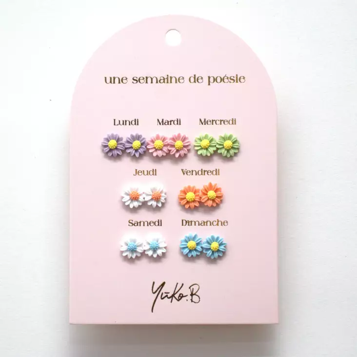 Yuko B. korvakorut 7 paria,auringonkukka - Kellot, korut ja hiustarvikkeet - YBA500A229 - 1