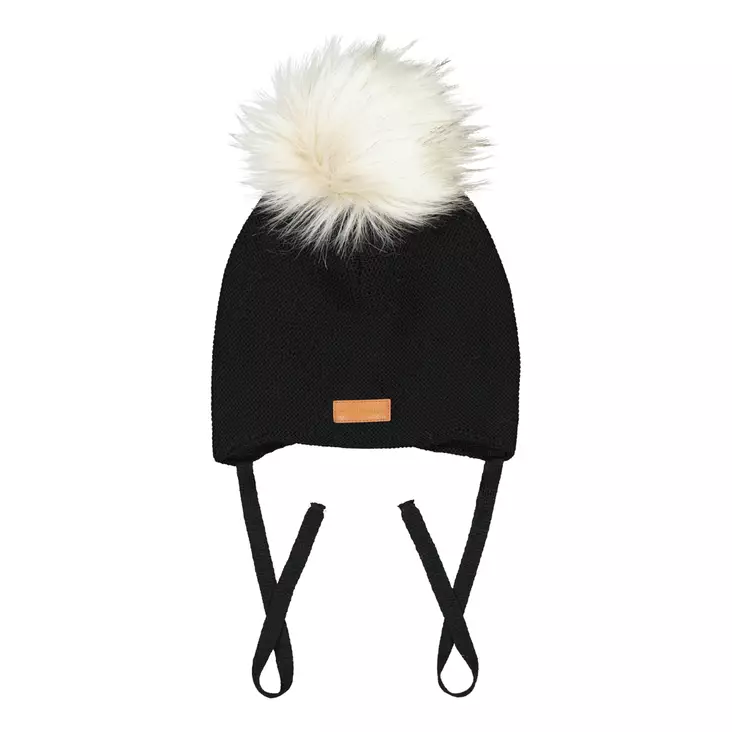 Metsola nauhallinen villapipo karvatupsu, musta - Talvipäähineet - metaw24w039 - 1