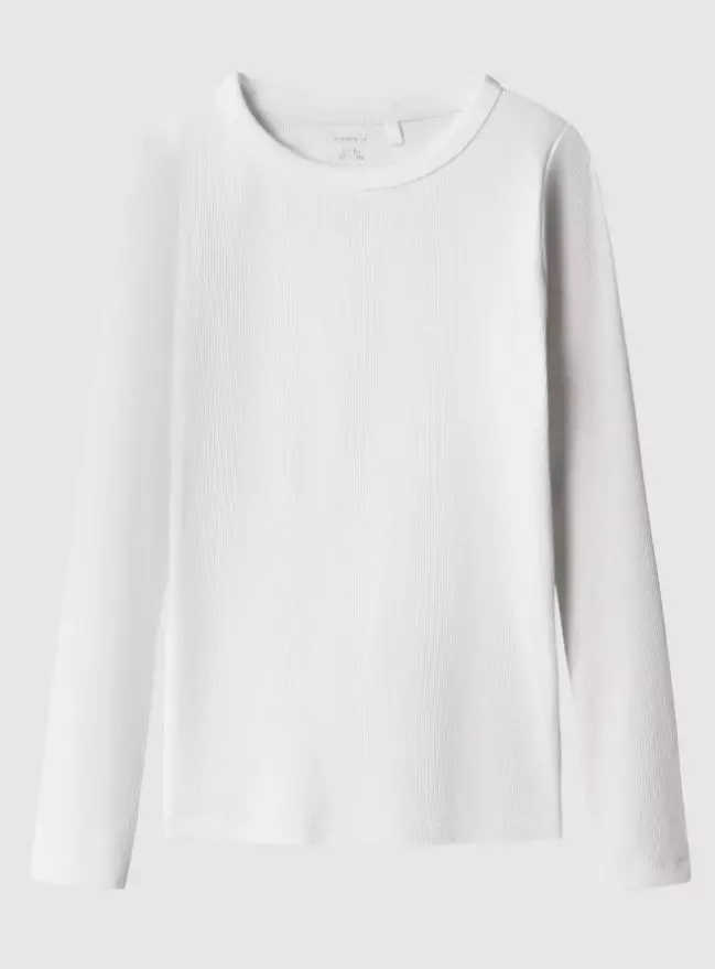 Name it lasten rib paita, valkoinen - Pitkähihaiset paidat - name13234729 - 1