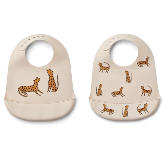 Liewood silikoni ruokalappu 2kpl, leopardi - Ruokalaput ja kuolaliinat - LW15128aa - 1