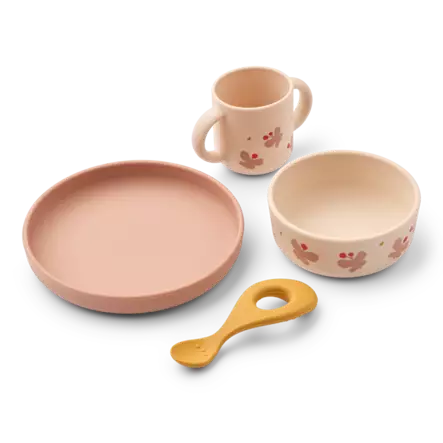 Liewood Vivi silikoni astiasto, perhoset - Juomapullot, astiat ja aterimet - LW15135B - 1