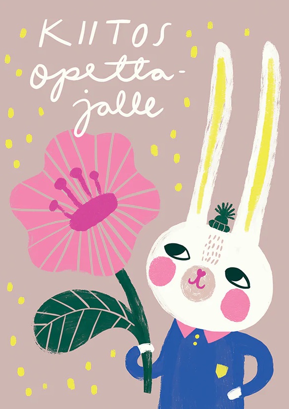 Postikortti, Kiitos opettajalle, pupu - Kortit ja suklaalevyt - putinkiMM233b - 1