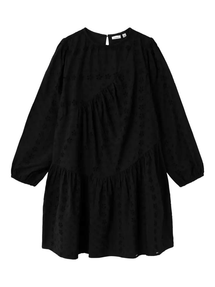 Name it lasten pitsi mekko, musta - Pitkähihaiset mekot - name13233239b - 1