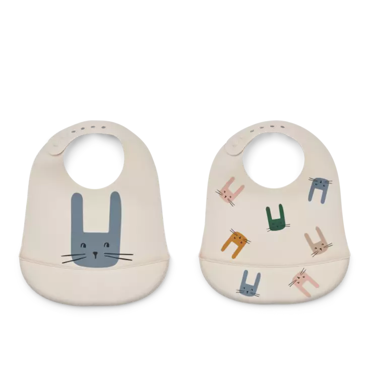 Liewood silikoni ruokalappu 2kpl, pupu - Ruokalaput ja kuolaliinat - LW15128b - 1