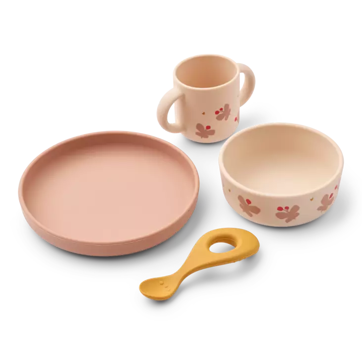 Liewood Vivi silikoni astiasto, perhoset - Juomapullot, astiat ja aterimet - LW15135B - 1