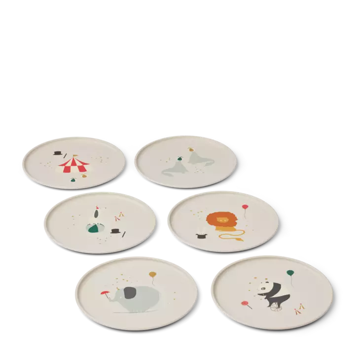Liewood lautanen 6kpl, sirkus - Juomapullot, astiat ja aterimet - LW19572c - 4