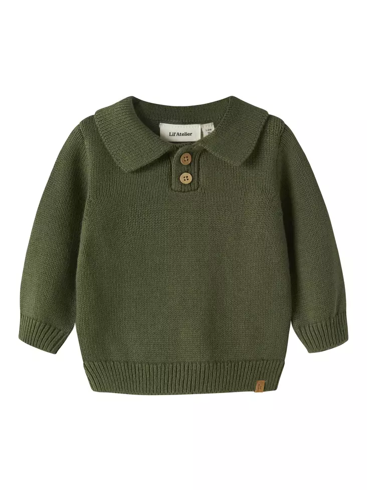 Lil' Atelier vauvan kaulusneule, vihreä - Pitkähihaiset paidat - lil13258902c - 1
