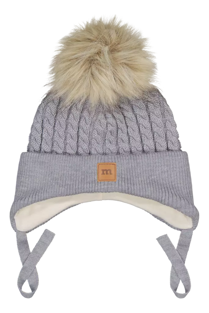 Metsola nauhallinen villapipo karvatupsu, harmaa - Talvipäähineet - metswn25013c - 1