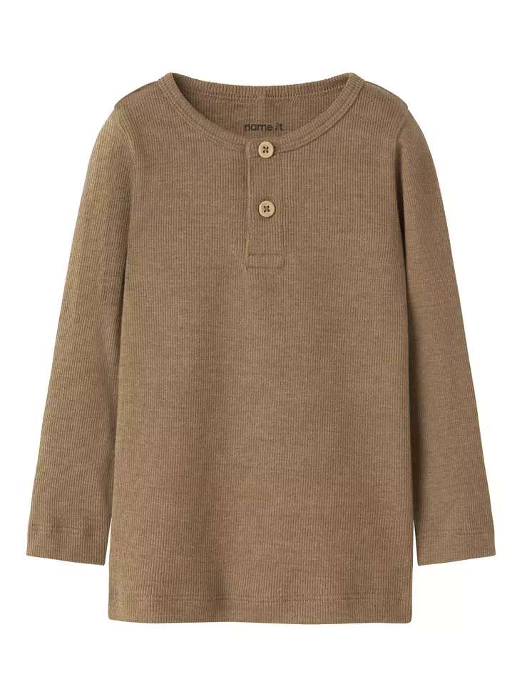 Name it lasten rib paita, ruskea - Pitkähihaiset paidat - name13198045tc - 1