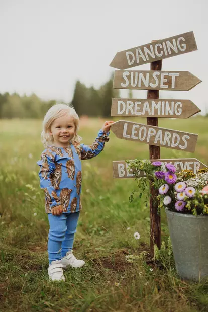 Metsola lasten paita, leopardi/sininen - Pitkähihaiset paidat - metss26291000le - 2