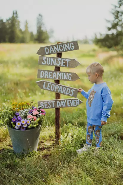 Metsola lasten legginsit, leopardi/sininen - Legginsit - metss26261046200e - 2