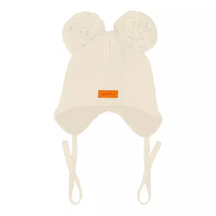 Gugguu nauhallinen puuvillapipo lankatupsut, beige - Välikausipipot - gugguuco717bg - 1