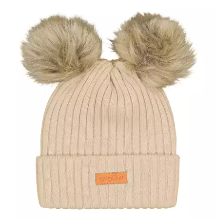 Gugguu villapipo karvatupsuilla, beige - Talvipäähineet - gg250M704bg - 1