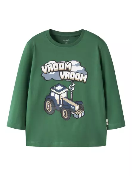 Name it trikoopaita traktori vihreä - Pitkähihaiset paidat - name13258468vg - 1