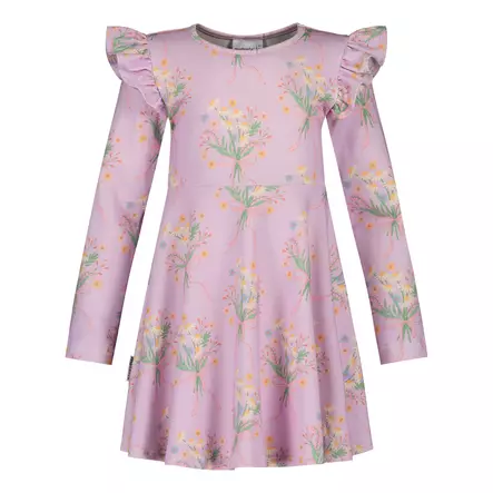 Metsola lasten mekko, kukka/liila - Pitkähihaiset mekot - metss2661044200SL - 1