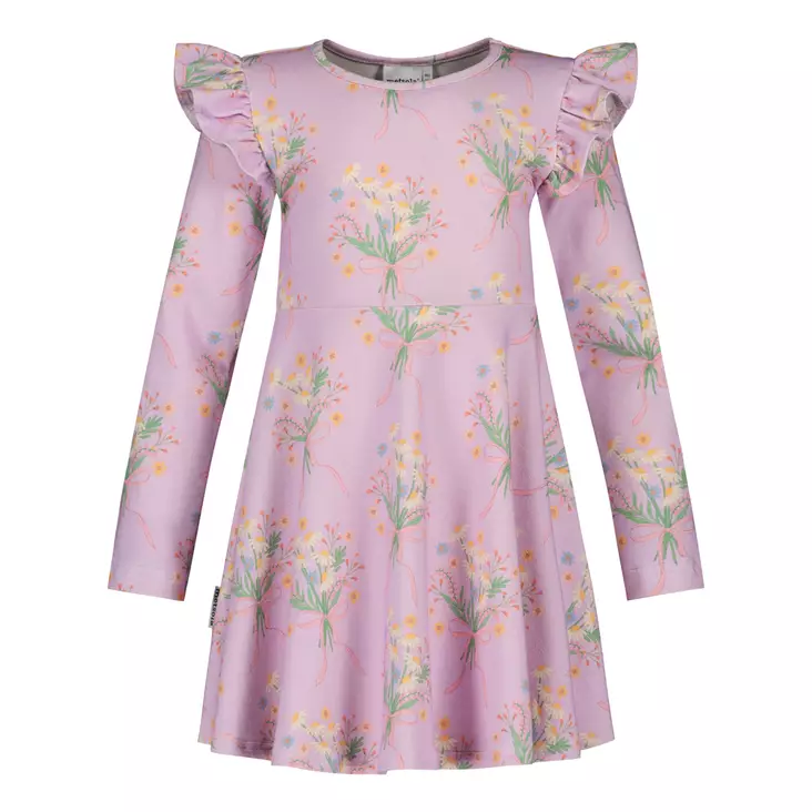 Metsola lasten mekko, kukka/liila - Pitkähihaiset mekot - metss2661044200SL - 1