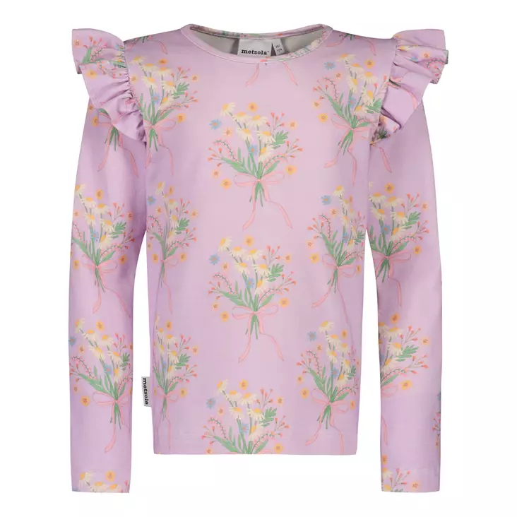 Metsola lasten paita, kukka/liila - Pitkähihaiset paidat - metss2661091000SL - 1