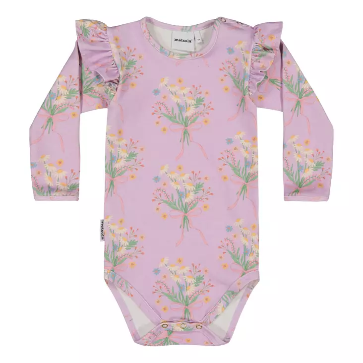 Metsola vauvan body, kukka/liila - Pitkähihaiset bodyt - metss2661112090SL - 1