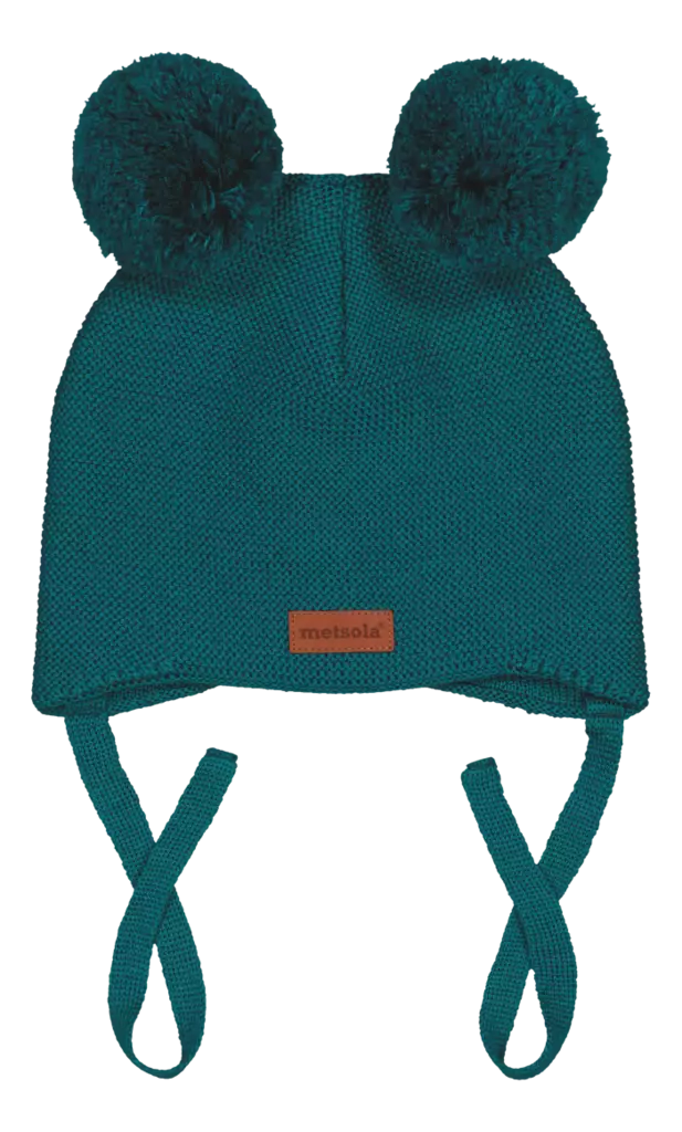 Metsola nauhallinen villapipo lankatupsut, petrooli - Talvipäähineet - metswn2504m - 1