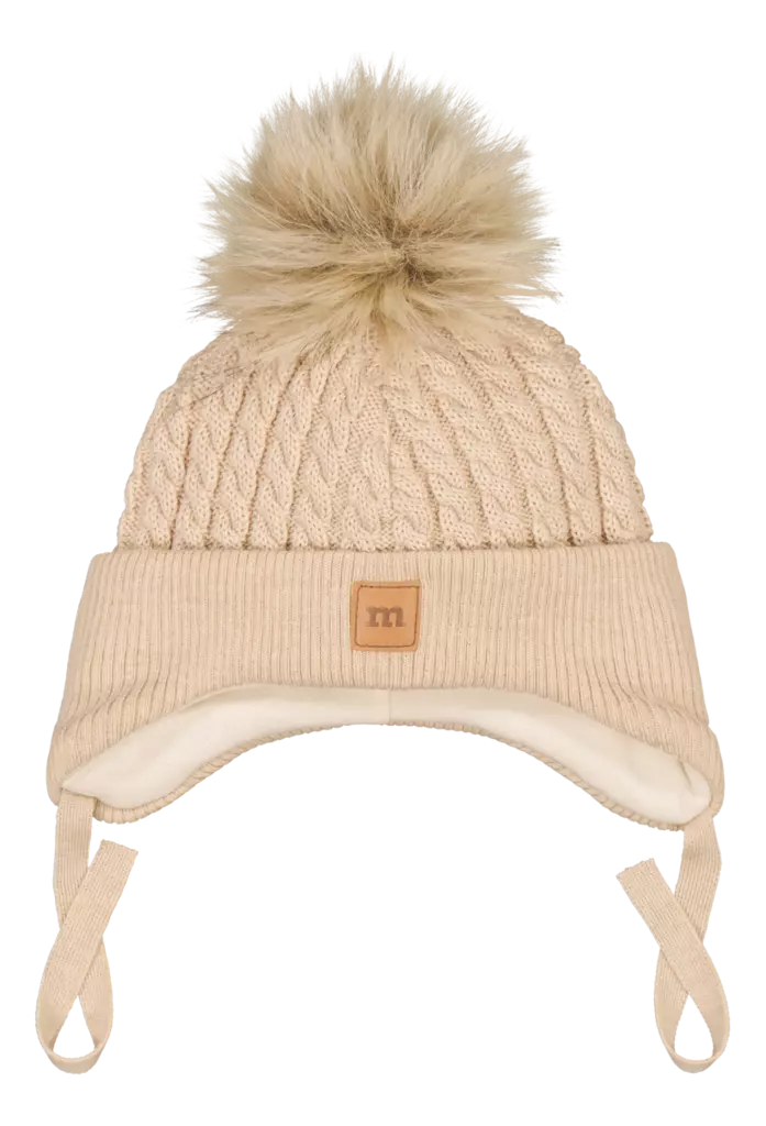 Metsola nauhallinen villapipo karvatupsu, beige - Talvipäähineet - metswn25013n - 1