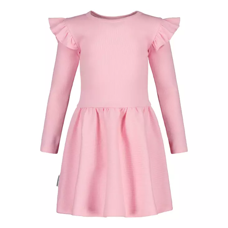 Metsola lasten rib frilla mekko, v.pun - Pitkähihaiset mekot - metss26244200p - 1