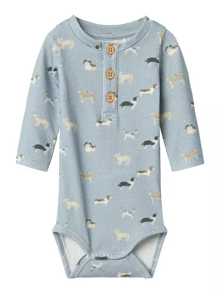 Name it vauvan rib body,siniharmaa koira - Pitkähihaiset bodyt - name13241700q - 1