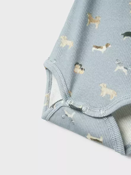 Name it vauvan rib body,siniharmaa koira - Pitkähihaiset bodyt - name13241700q - 2