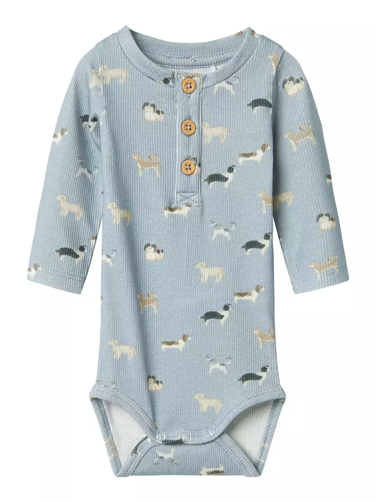 Name it vauvan rib body,siniharmaa koira - Pitkähihaiset bodyt - name13241700q - 1