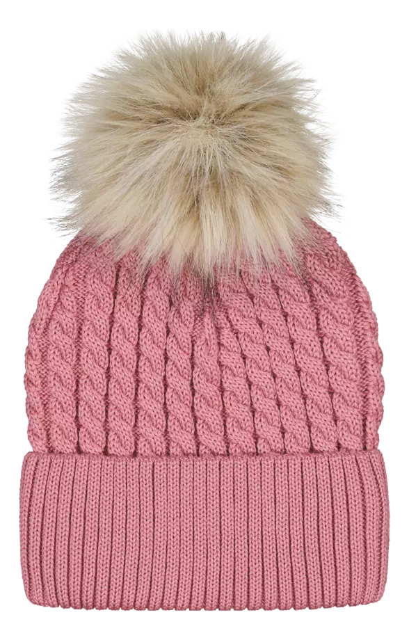 Metsola villapipo karvatupsulla, roosa - Talvipäähineet - metswn25015r - 1